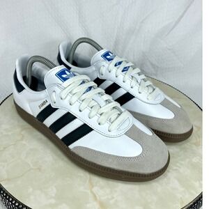 Adidas Samba OG White Black Gum Leather Shoes Womens 9.5 Streetwear Sneakers NEW